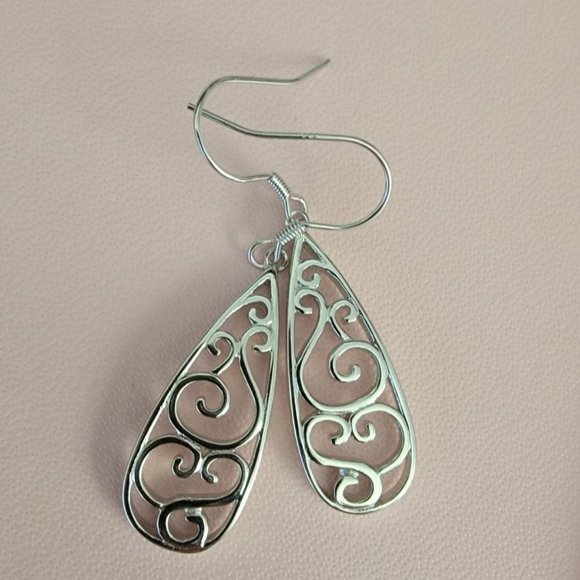 Elegant Drop Earrings Sterling Silver Dangle Dangling Teardrop Ladies Jewelry - Picture 2 of 11